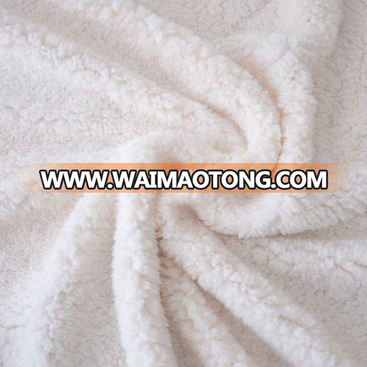 Shaoxing china production pure polyester plain dyed sherpa blanket