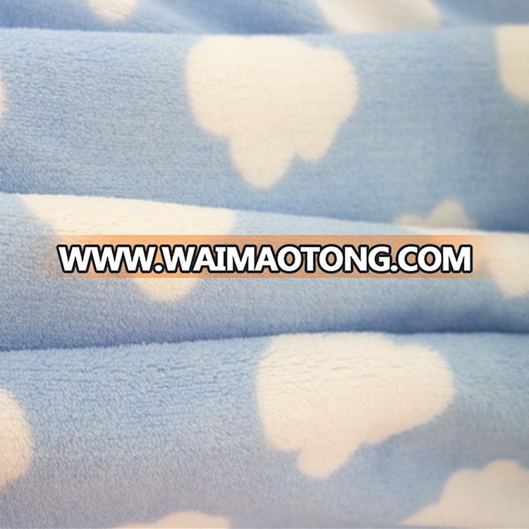 blue sky print double layer coral fleece sherpa blanket