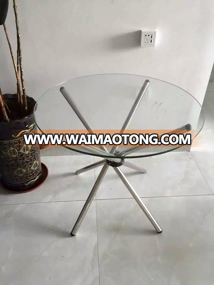 High quality glass round dining table with removable table leg