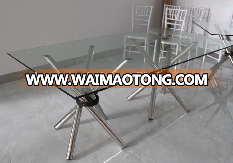 High quality glass round dining table with removable table leg