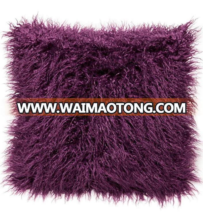 Wholesale Super Soft Shaggy Fuzzy PV plush 2-Pack Purple Throw Pillowcase