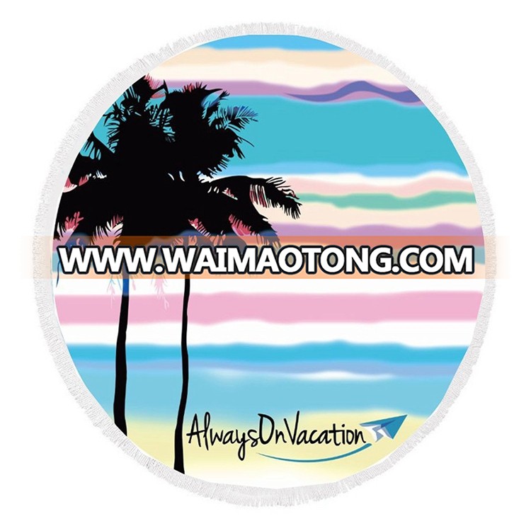 customized digital printed round beach towel