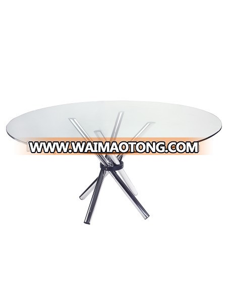 8FT Glass top round dining table and chairs