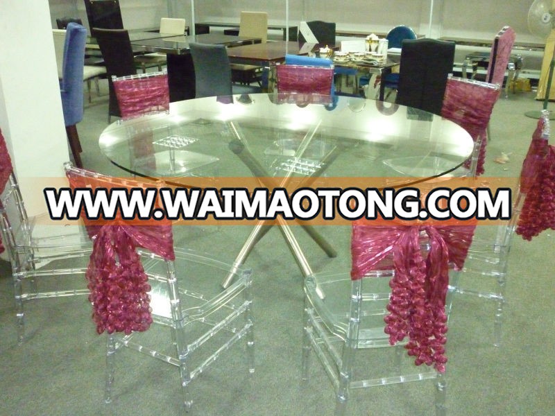 Cheap price tempered glass wedding table