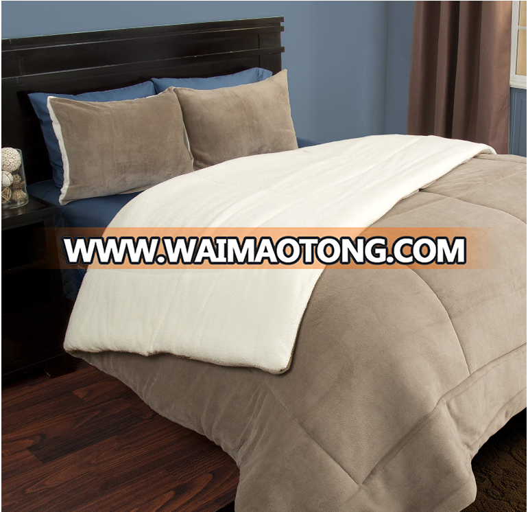 China wholesale comforter Lavish Home 3 Piece Sherpa/flannel Fleece Comforter Set