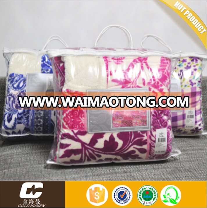 wholesale cheap polyester High Quality 2 Ply Fleece Sherpa Quilted Blanket with filling