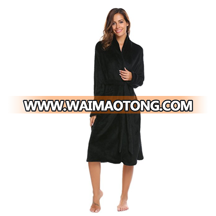 Wholesale Home Textiles sexy black women pajamas winter bathrobe