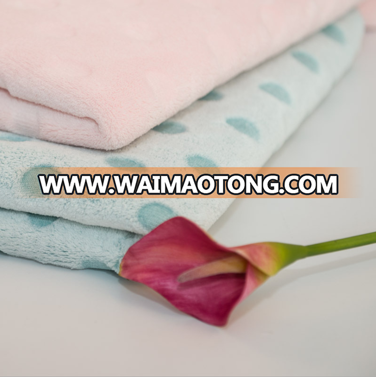 soft textile solid embossed printed flannel fabric for bedding sets