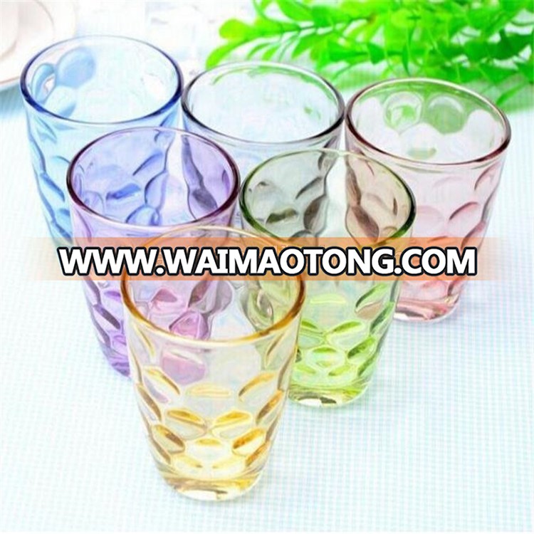 Promotion for home used 6 pcs Resistant Glass Drinking Water Cup Tumblers /rainbow drops glass cup LOGO Custom