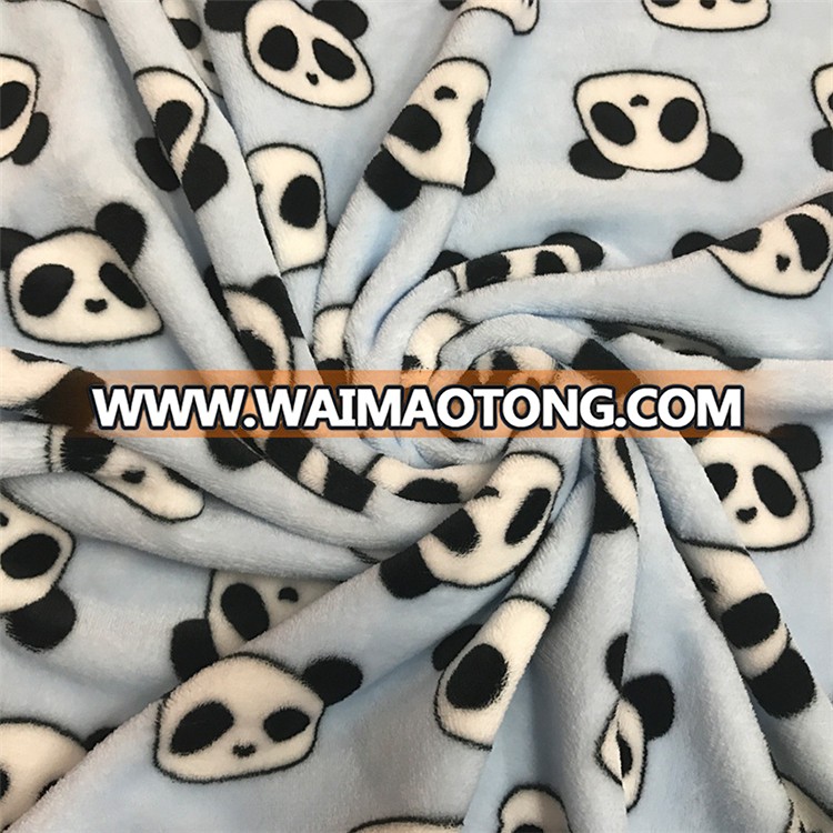 Hot selling lovely panda print colar fleece fabric minky for baby blankets/bedding