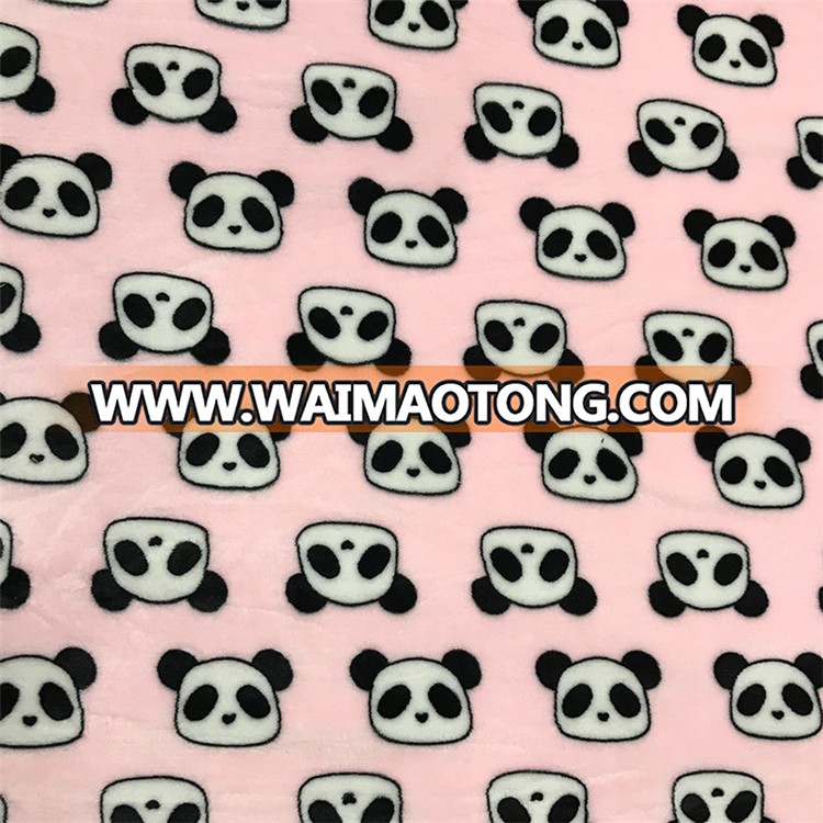 Hot selling lovely panda print colar fleece fabric minky for baby blankets/bedding