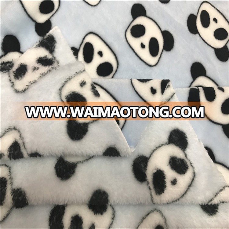 Hot selling lovely panda print colar fleece fabric minky for baby blankets/bedding