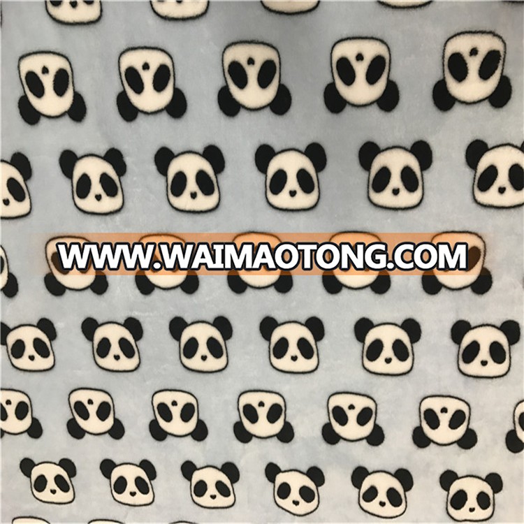 Hot selling lovely panda print colar fleece fabric minky for baby blankets/bedding