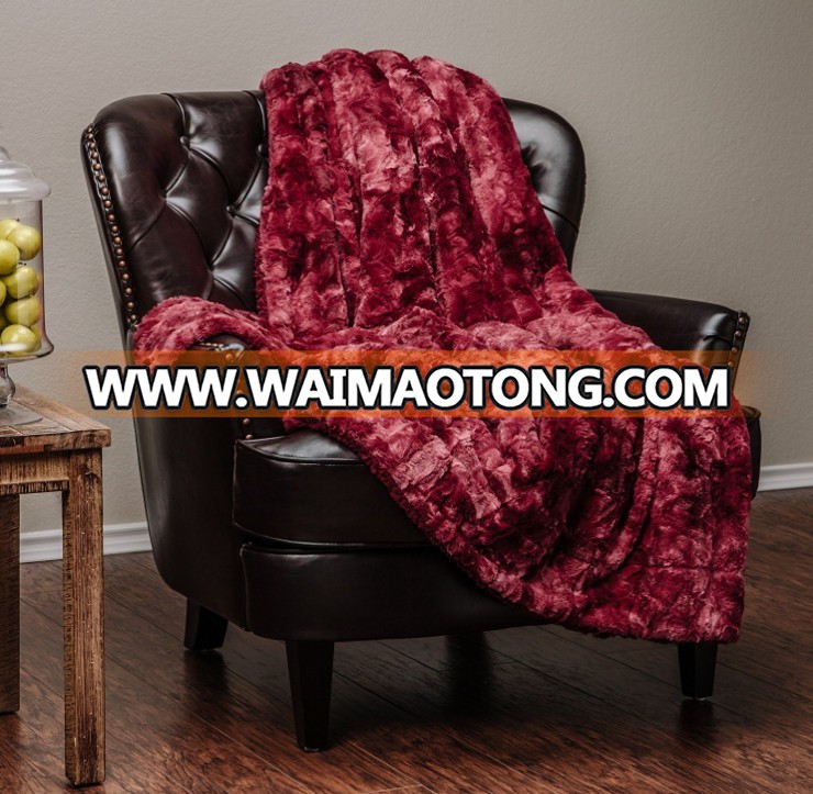 Native American use winter soft warm red gradual change PV brushing sherpa blanket