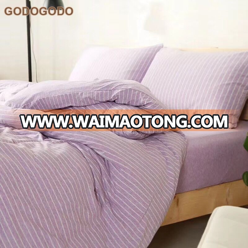 Sustainable Eco Friendly Products Fabric 100% Cotton Knitted Jersey Bed Linen Duvet Cover Set