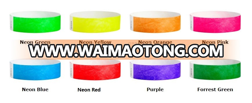 Promotio<em></em>nal Cheap Disposable Waterproof Neon Colors Tyvek Wristband For Events