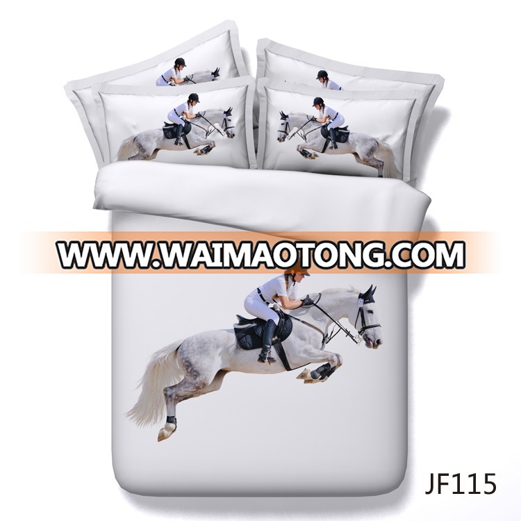 Majestic White Horse and Rider Equestrian Theme 3d bedding set