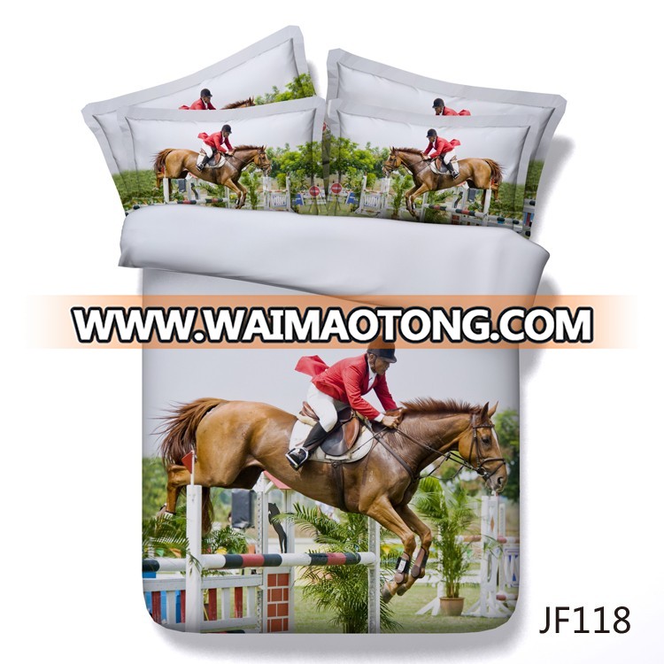 Majestic White Horse and Rider Equestrian Theme 3d bedding set