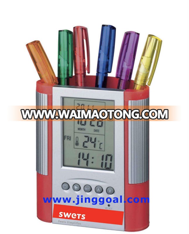 Plastic clock pencil holder