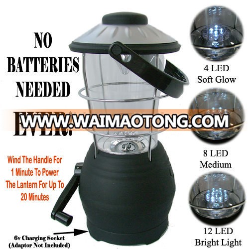 hand cranking dynamo camping light 12 LED wind up dynamo lantern