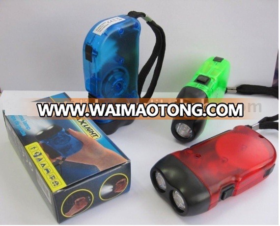 plastic LED Hand Press Flashlight / hand crank flash light / dynamo flash light