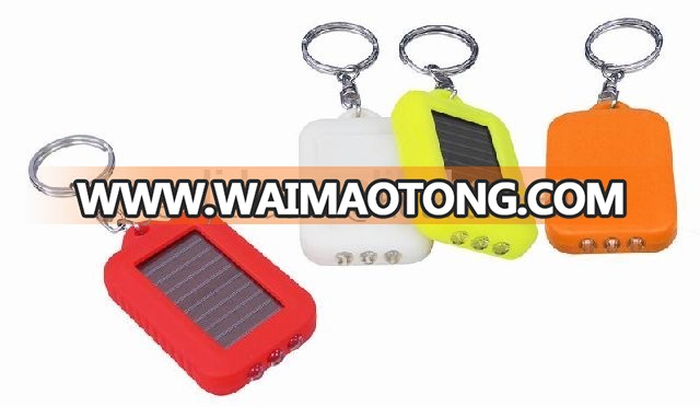 3LED mini solar power flashlight keychain solar key light