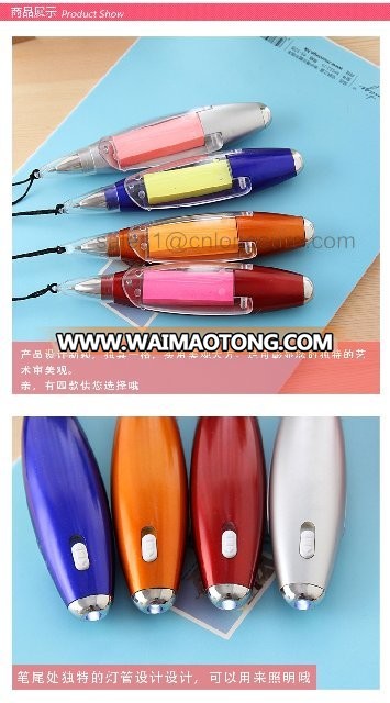 factory price BallPoint Pen with Note Paper Stylish Note Paper Flashlight Ballpoint Pen