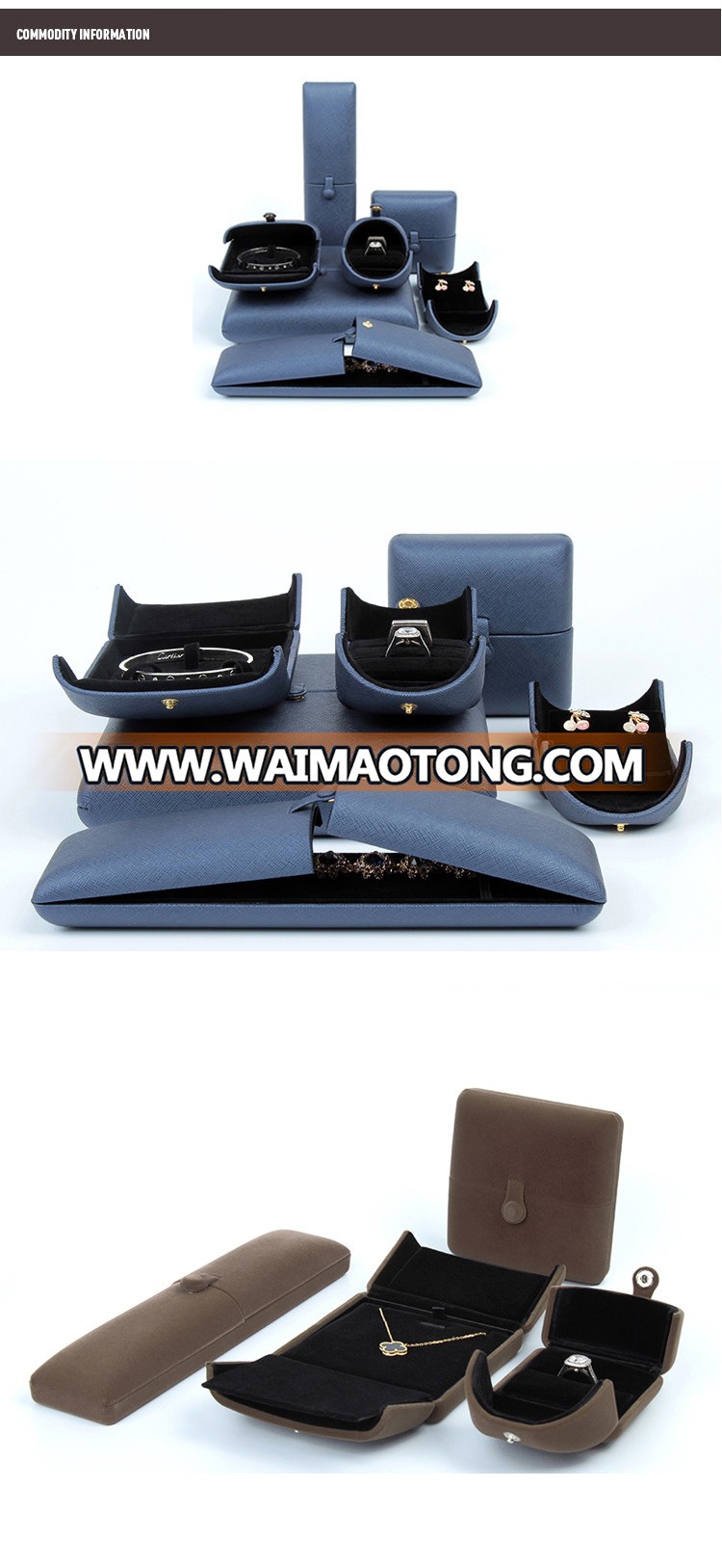 Custom wholesale luxury leather velvet ring jewelry box