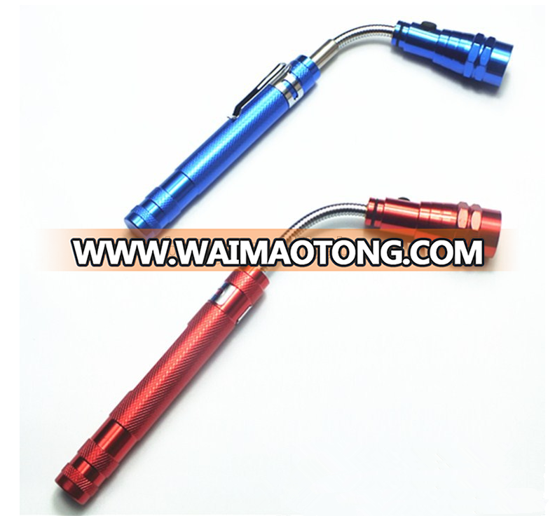 Factory high quality two magnetic extendable pickup tool torch light