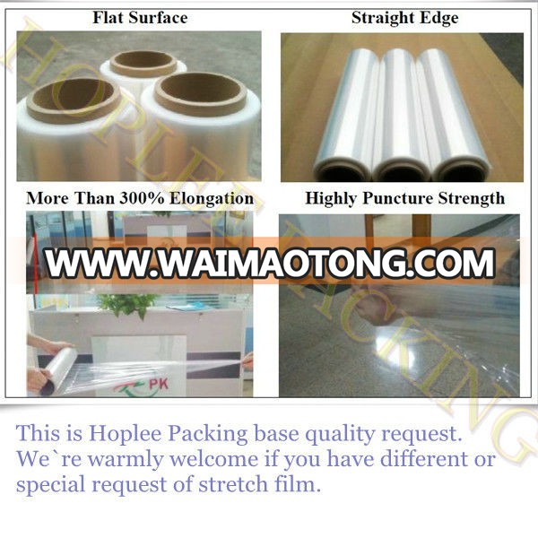 Clear stretch pallet wrap for industrial packaging material