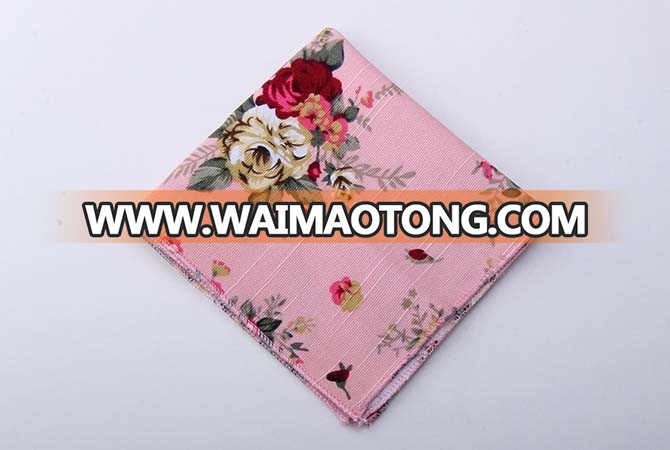 Factory Wholesale Pocket Square,Flower Printed Pocket Suqare