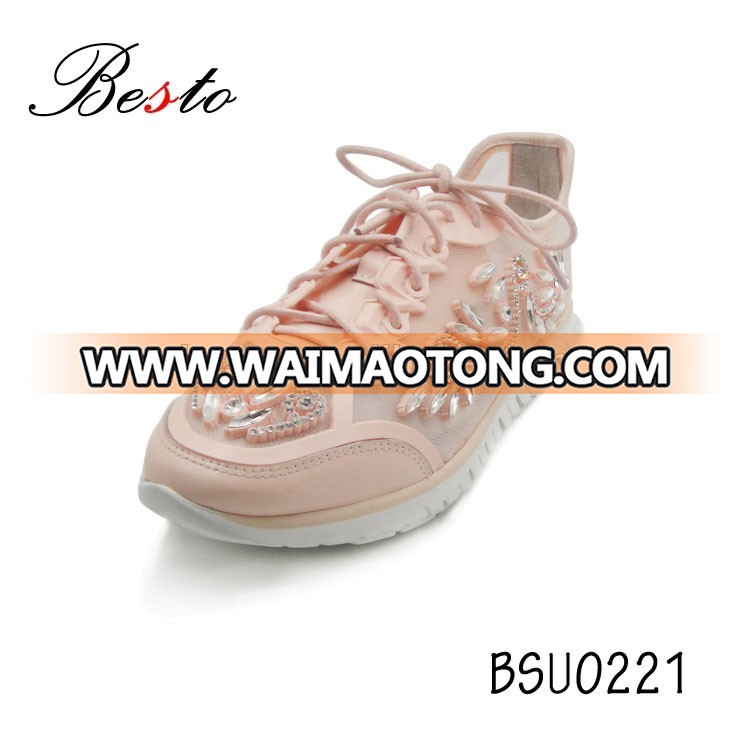 wholesale new design fashion style woman's sport shoes upper for decoration