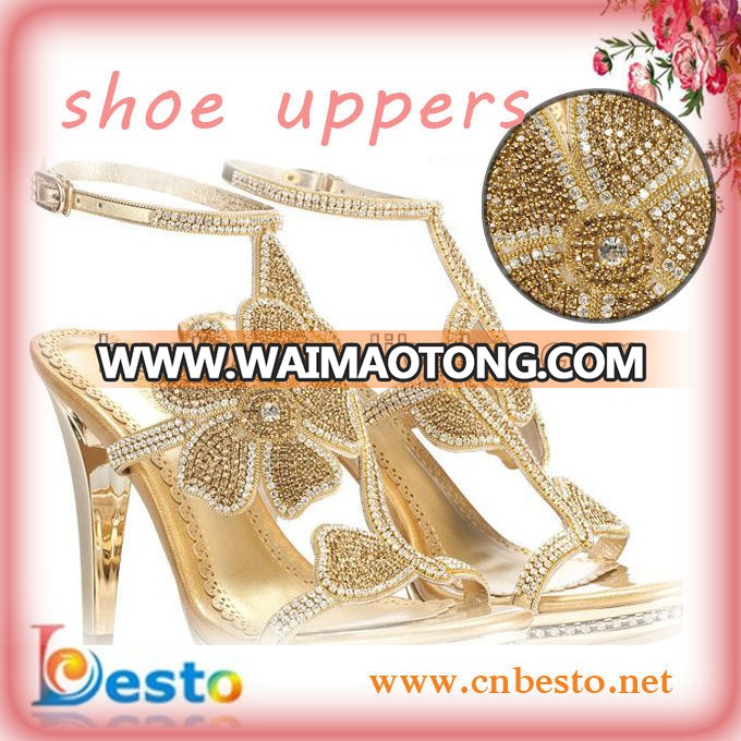 BSU0101 2013 Fashion high quality shining rhinestone lady vamp shoes upper