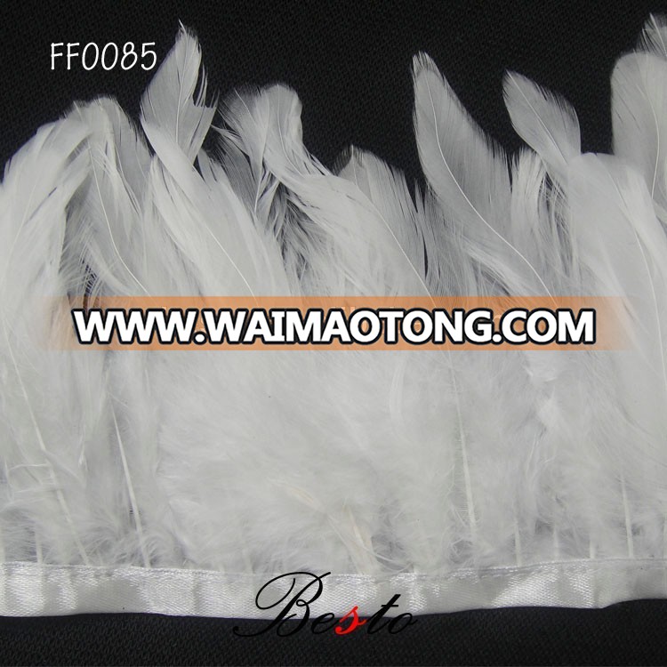 FF0085 wholesale bulk white goose feathers fringe trimming