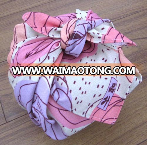 Cheap wholesale floral printing Japanese style fashion furoshiki wrapping cloth for women flowers