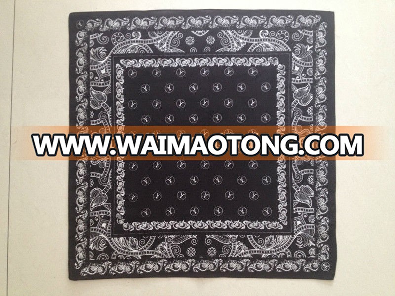 Screen printed square bandana 100% cotton Paisley bandana