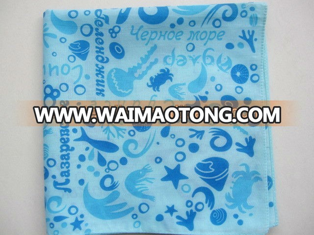 Wholesale Magical underwater world cartoon patten printing 100%cotton bandana ,children bandana ,suqare bandana