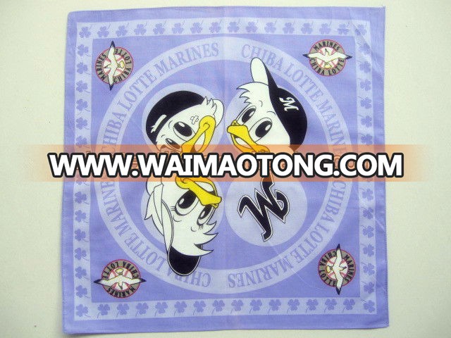 Wholesale parrot cartoon patten printing 100%cotton bandana ,children bandana ,suqare bandana