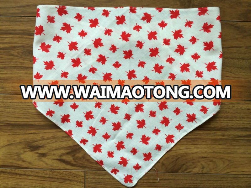 Wholesale full mold maple leaves printing cotton triangle scarf custom cotton scarf screen printing trangle bandana