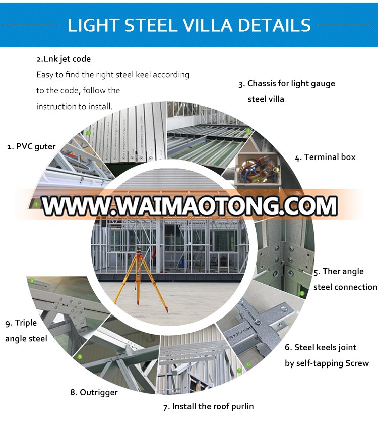 Low Cost Customized Prefabricated Light Steel Villa House China Suppliers