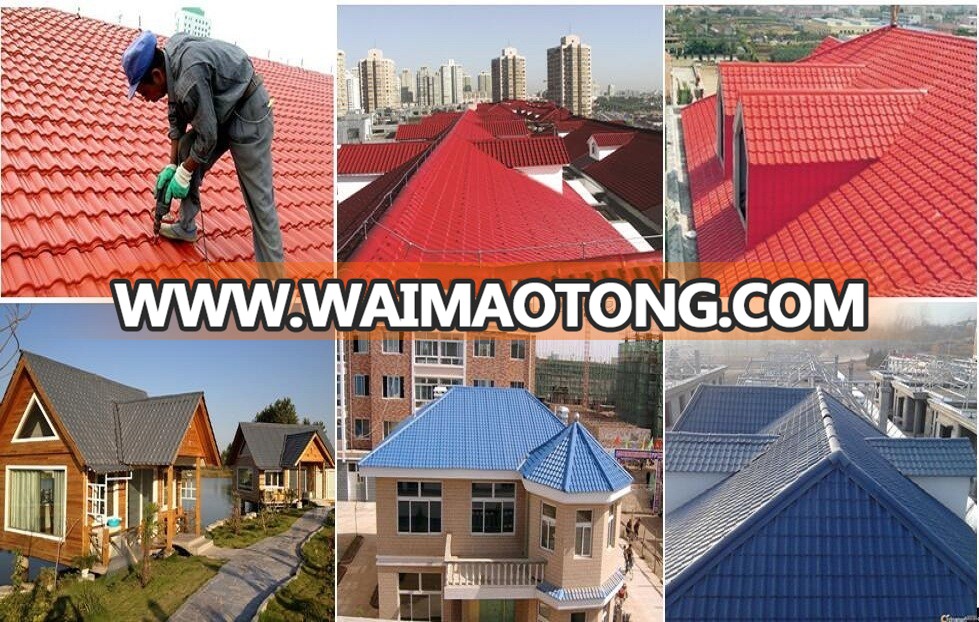 Color corrugated plastic roofing sheets/35 years long lifetime weather resistance ASA & PVC spanish roof tile