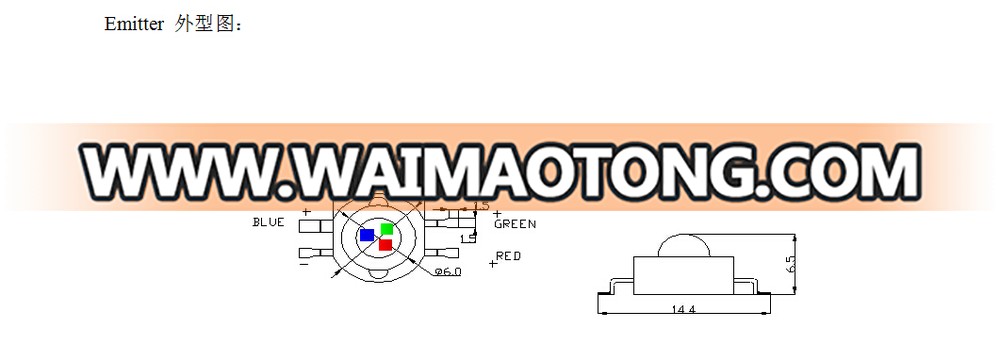 New Design 4pins 1W High Power Led Chip RGB tri-color Led Emitting