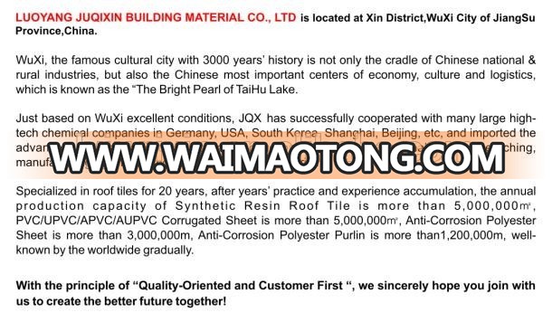 Juqixin super Anti-corrosion Polyester roof tile/roof sheet