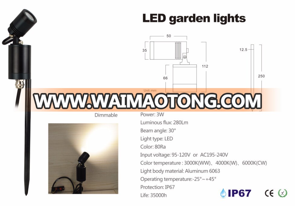 New design outdoor use 3W LED garden light