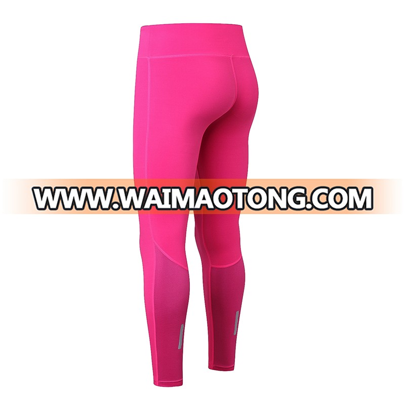 Fashion design European size polyeser spandex high waist reflective womens yoga pants sports gym yoga fitness leggings