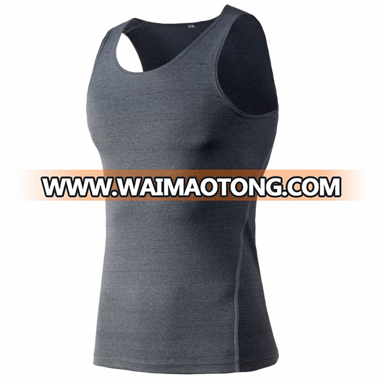 Blank 85% polyester 15% spandex mens compression gym tank top