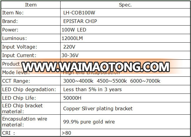 2015 hot sale high lumens led chip 100w epistar