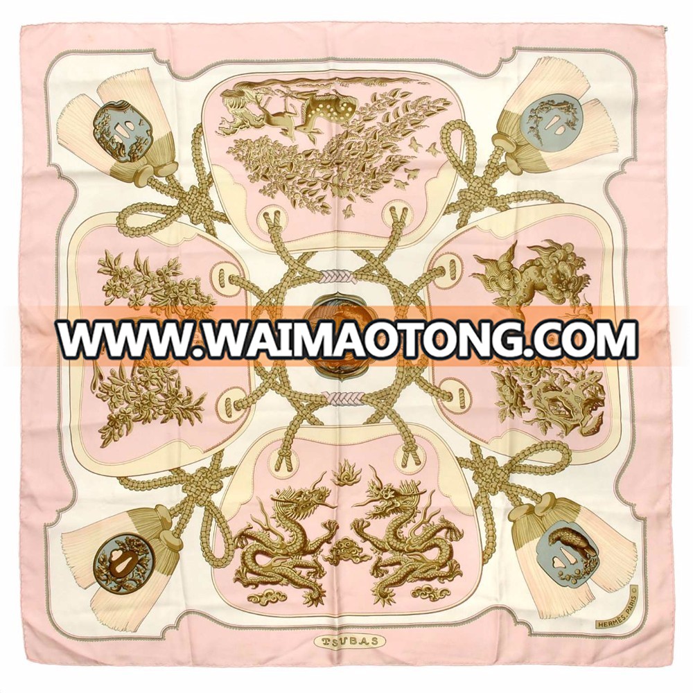 Printed Pattern and Square Style of Length digital print custom design silk scarf