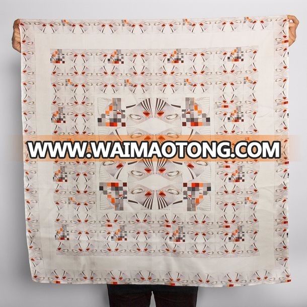 Printed Pattern and Square Style of Length digital print custom design silk scarf