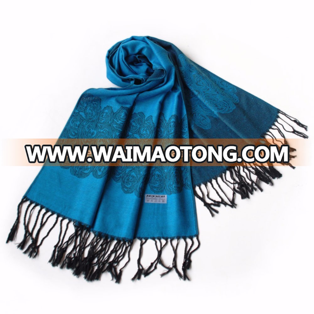 With Tassel Fashion Long Shawl Winter Warm Pattern Woven Jacquard Shawls Scarf